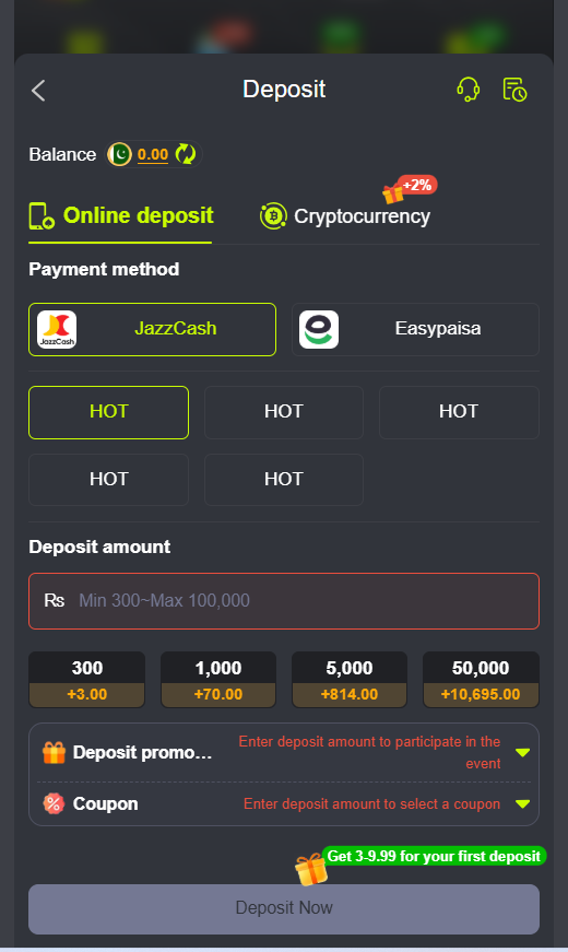 8JJBET.COM deposit section