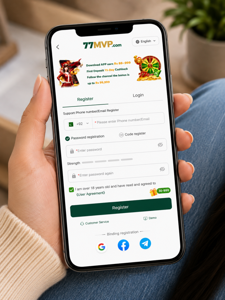 
77MVP Game registration page on a mobile phone