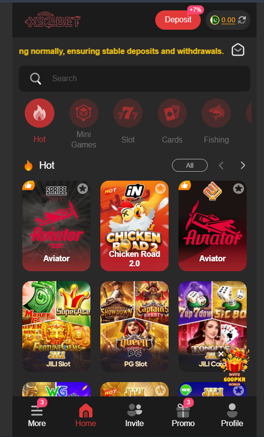 X92.BET Game homepage