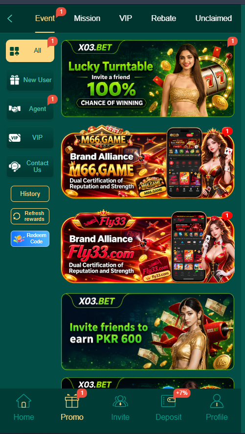 X03.BET Game promotional offers