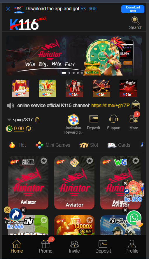 K1116 Game homepage