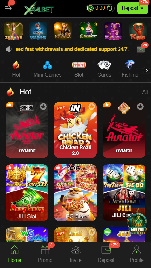 X44.BET Game homepage
